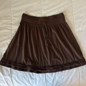 Y2K brown cotton low rise skirt